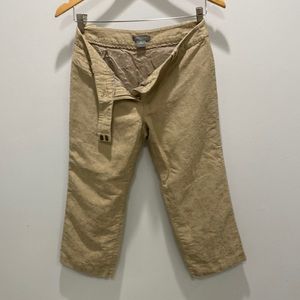Ann Taylor size 6P tan paisley silk blend crop pants